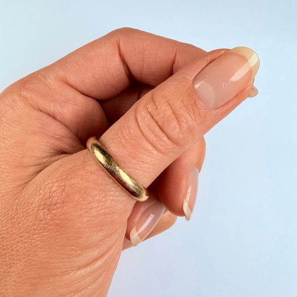 14K Solid Yellow Gold Frederick Goldman Classic Solid 4MM Band Vintage Ring SZ 9 - Picture 2 of 9